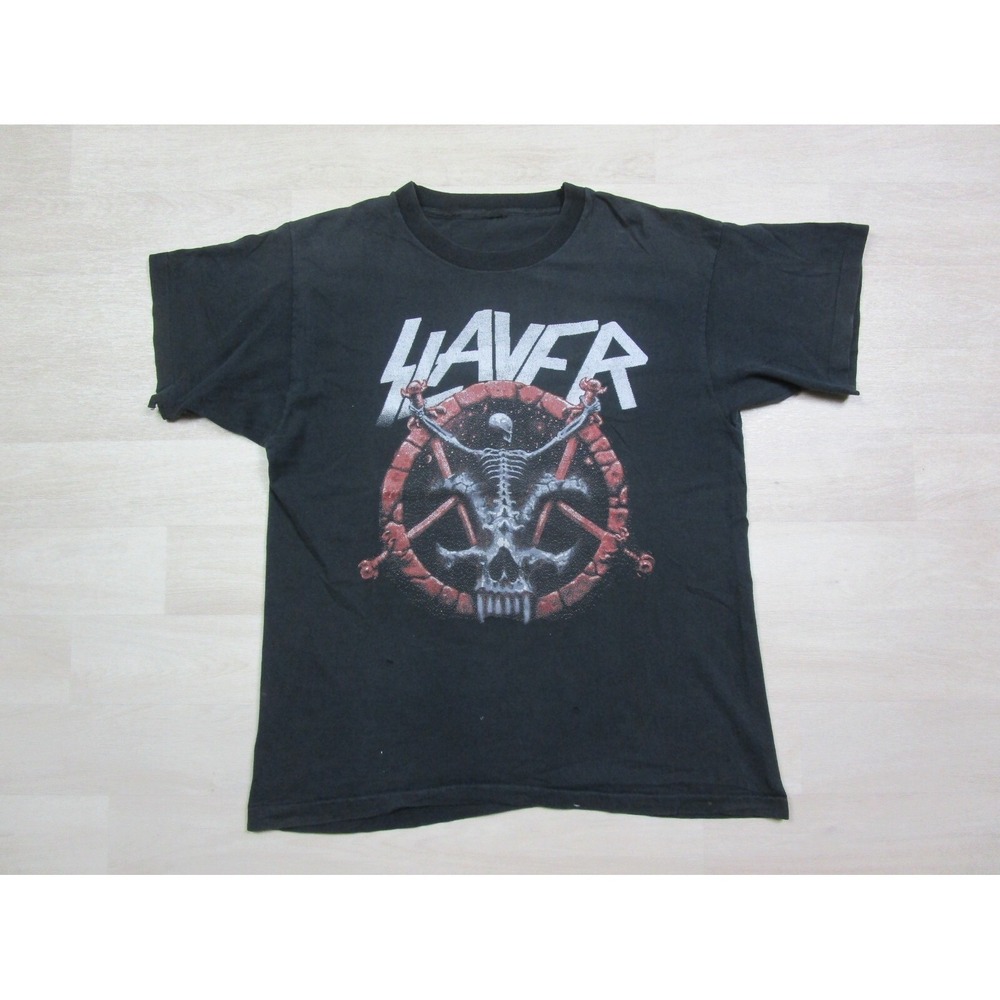 Slayer Vintage T Shirt (L) Divine Intervention Tour 1995 w/Biohazard Skeleton